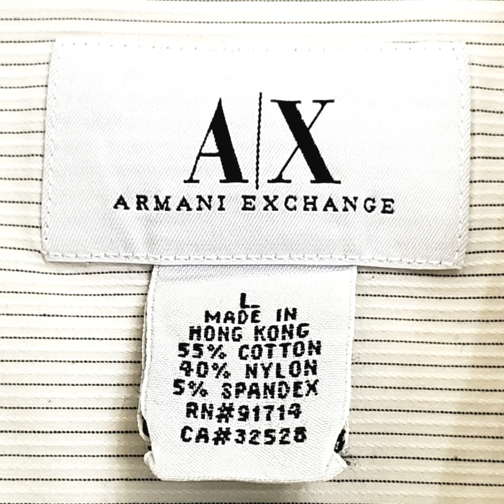Armani Exchange Creme Textured Pinstripe Longsleeve Button down Shirt - Picture 4 of 15
